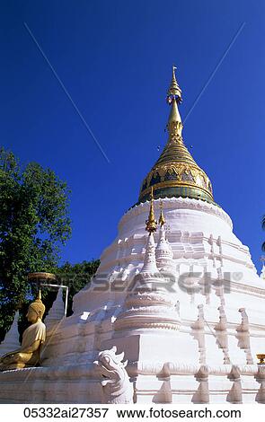 Thailand, Chiang Mai, Wat Bupparam View Large Photo Image Stock Photo - Thailand, Chiang Mai, Wat Bupparam. Fotosearch