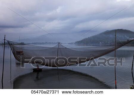 Stock Image - Vietnam, Fishing Net near Danang. Fotosearch