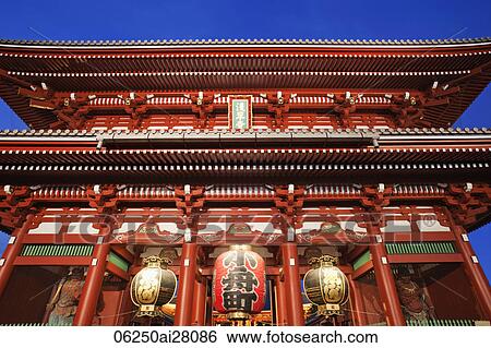 Asakusa Kannon Temple, Hozomon Gate, Tokyo, Japan View Large Photo Image Stock Photograph - Asakusa Kannon Temple, Hozomon Gate, Tokyo, Japan. Fotosearch