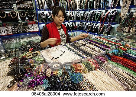 China, Beijing, Hong Qiao Pearl Market, Pearl Shop View Large Photo Image Picture - China, Beijing, Hong Qiao Pearl Market, Pearl Shop. Fotosearch