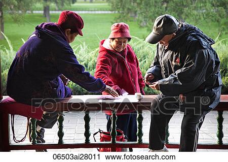China, Beijing, Temple of Heaven Park, Elderly People Playing Cards View Large Photo Image Stock Image - China, Beijing, Temple of Heaven Park, Elderly People Playing Cards. Fotosearch