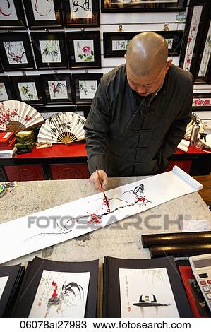 China, Beijing, The Silk Market, Artist Painting View Large Photo Image Stock Image - China, Beijing, The Silk Market, Artist Painting. Fotosearch