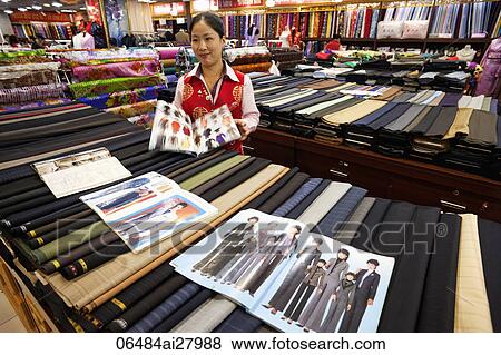 China, Beijing, The Silk Market, Tailor and Fabric Shop View Large Photo Image Stock Photo - China, Beijing, The Silk Market, Tailor and Fabric Shop. Fotosearch