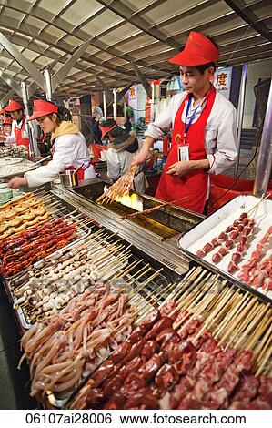 China, Beijing, Wangfujing Street, Donghuamen Night Food Market View Large Photo Image Stock Photograph - China, Beijing, Wangfujing Street, Donghuamen Night Food Market. Fotosearch