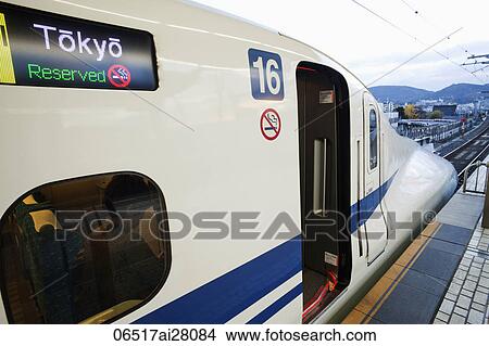 Close up of bullet train (Shinkansen) bound for Tokyo, Japan View Large Photo Image Picture - Close up of bullet train (Shinkansen) bound for Tokyo, Japan. Fotosearch