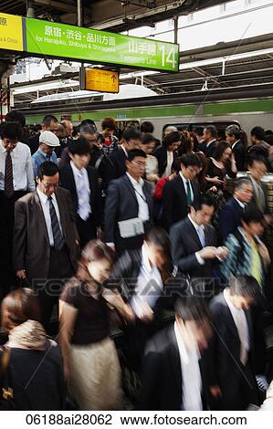 Commuter Crowds at Shinjuku Railway Station. Japan View Large Photo Image Stock Image - Commuter Crowds at Shinjuku Railway Station. Japan. Fotosearch