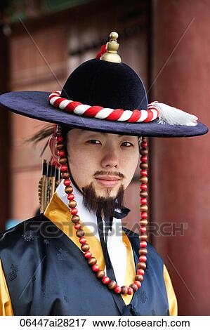 Deoksugung Palace, Ceremonial Guards in Traditional Uniform, Korea View Large Photo Image Stock Photo - Deoksugung Palace, Ceremonial Guards in Traditional Uniform, Korea. Fotosearch