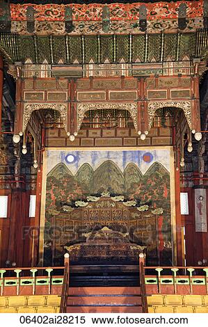 Stock Photography - Deoksugung Palace, Ceremonial Throne in Junghwajeon Hall, Korea. Fotosearch