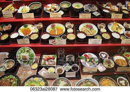 Display of plastic food in front of restaurant. Tokyo, Japan View Large Photo Image Stock Photo - Display of plastic food in front of restaurant. Tokyo, Japan. Fotosearch