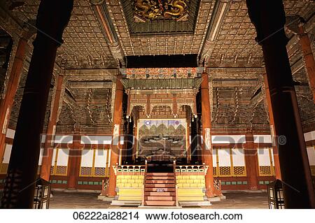 Gyeongbokgung Palace, Interior of Geunjeongjeon Throne Hall, Korea View Large Photo Image Picture - Gyeongbokgung Palace, Interior of Geunjeongjeon Throne Hall, Korea. Fotosearch