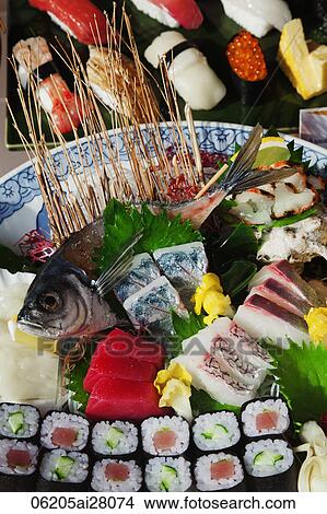 Japan, Tokyo, Tsukiji, Sushi Shop Window Display View Large Photo Image Picture - Japan, Tokyo, Tsukiji, Sushi Shop Window Display. Fotosearch