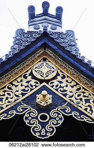 Stock Image - Nishi-Honganji Temple, Roofing Detail. Kyoto, Japan. Fotosearch