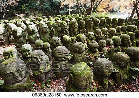 Otagi Nembutsu-ji Temple, Carved Stone Figures of Rakan, Disciples of Shaka the founder of Buddhism View Large Photo Image Stock Image - Otagi Nembutsu-ji Temple, Carved Stone Figures of Rakan, Disciples of Shaka the founder of Buddhism. Fotosearch
