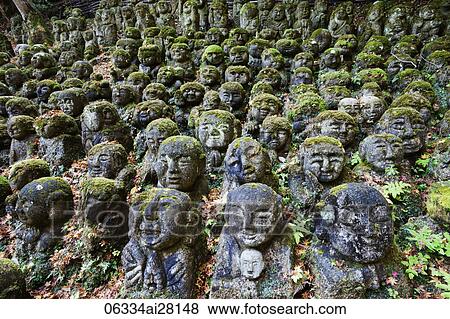 Otagi Nembutsu-ji Temple, Carved Stone Figures of Rakan, Disciples of Shaka the founder of Buddhism. View Large Photo Image Stock Photo - Otagi Nembutsu-ji Temple, Carved Stone Figures of Rakan, Disciples of Shaka the founder of Buddhism.. Fotosearch
