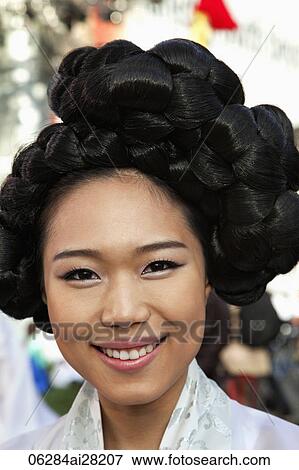Portrait of Woman in Traditional Costume, Seoul, Korea View Large Photo Image Stock Photo - Portrait of Woman in Traditional Costume, Seoul, Korea. Fotosearch