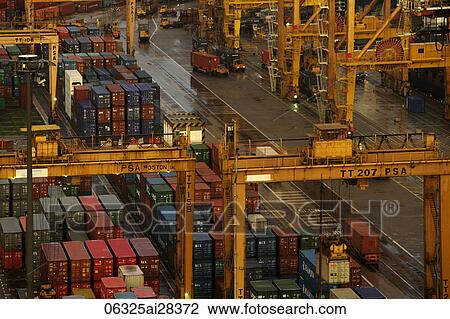 Shipping port with containers View Large Photo Image Stock Image - Shipping port with containers. Fotosearch