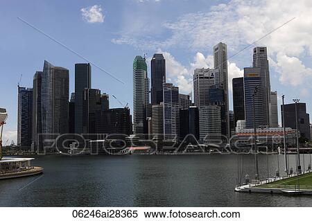 Stock Photography - Skyline of Financial District and Marina Bay, Singapore. Fotosearch