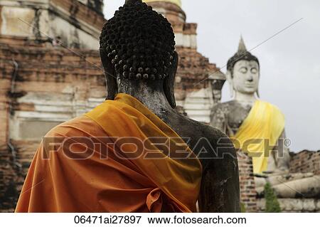 Stone Buddhas at Wat Yai Chaya Mongkol Temple, Thailand View Large Photo Image Stock Photo - Stone Buddhas at Wat Yai Chaya Mongkol Temple, Thailand. Fotosearch