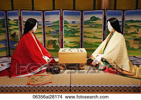 The Tale of Genji Museum, Exhibit of Courtesans Playing Go. Kyoto, Japan View Large Photo Image Picture - The Tale of Genji Museum, Exhibit of Courtesans Playing Go. Kyoto, Japan. Fotosearch