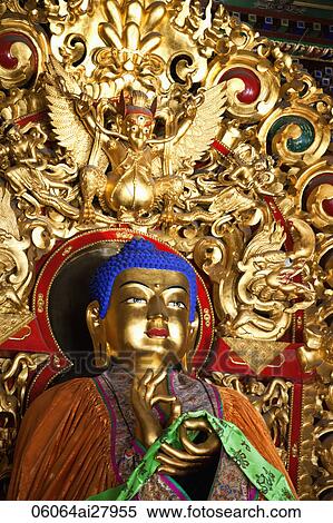 Tibetan Lama Temple or Yonghe Gong, Younghedian Pavilion, Buddha Statue. Beijing, China View Large Photo Image Stock Photography - Tibetan Lama Temple or Yonghe Gong, Younghedian Pavilion, Buddha Statue. Beijing, China. Fotosearch