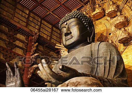 Stock Photo - Todaiji Temple, Statue of Buddha, Nara, Japan. Fotosearch