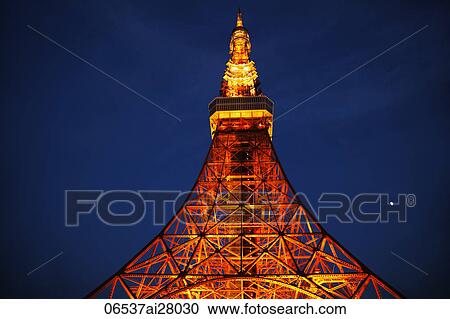 Tokyo Tower at night. Japan View Large Photo Image Stock Image - Tokyo Tower at night. Japan. Fotosearch