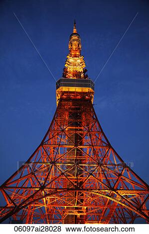 Tokyo Tower at night. Japan View Large Photo Image Stock Photo - Tokyo Tower at night. Japan. Fotosearch