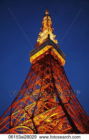 Tokyo Tower at night. Japan View Large Photo Image Stock Photo - Tokyo Tower at night. Japan. Fotosearch