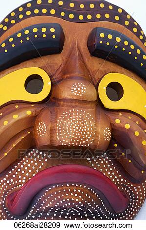 Traditional Wooden Mask, Korea View Large Photo Image Stock Photo - Traditional Wooden Mask, Korea. Fotosearch