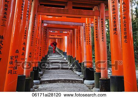 woman in red Kimono at Fushimi Inari Taisha Shrine, Tunnel of Torii Gates. View Large Photo Image Stock Image - woman in red Kimono at Fushimi Inari Taisha Shrine, Tunnel of Torii Gates.. Fotosearch