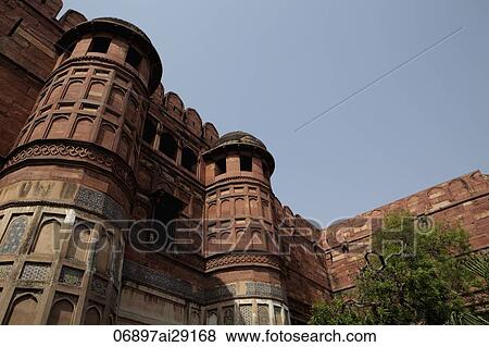 Close up of minarets of the Agra Fort, India View Large Photo Image Stock Photo - Close up of minarets of the Agra Fort, India. Fotosearch