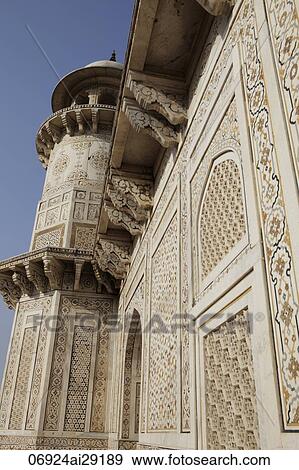 Close up of ornate wall of Itmad-Ud-Daulah's Tomb or "Baby Taj", Agra, India View Large Photo Image Stock Photo - Close up of ornate wall of Itmad-Ud-Daulah's Tomb or "Baby Taj", Agra, India. Fotosearch