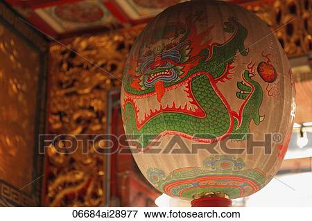 Stock Photo - Close up of paper lantern in Longshan Temple, Taiwan. Fotosearch