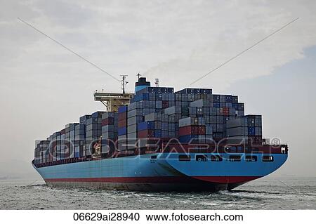 Stock Image - Container Ship, Hong Kong, China. Fotosearch