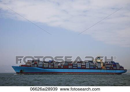 Stock Photo - Container Ship, Hong Kong, China. Fotosearch