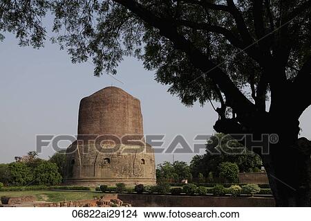 Dhamekh Stupa, site of Buddha's first sermon, Sarnath, India View Large Photo Image Picture - Dhamekh Stupa, site of Buddha's first sermon, Sarnath, India. Fotosearch