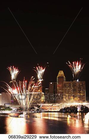 Fire works at Marina Bay, Singapore View Large Photo Image Stock Photo - Fire works at Marina Bay, Singapore. Fotosearch