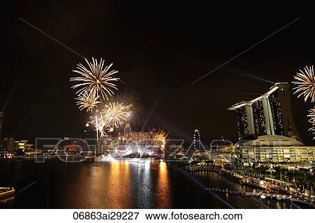 Fire works at Marina Bay, Singapore View Large Photo Image Stock Photo - Fire works at Marina Bay, Singapore. Fotosearch