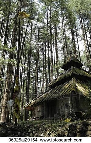 Hindu Temple in the forest of the Himalayan Mountains. India View Large Photo Image Picture - Hindu Temple in the forest of the Himalayan Mountains. India. Fotosearch