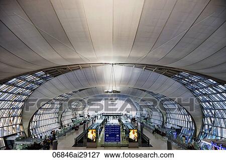 Stock Photo - Interior of Suvarnabhumi Airport, Departure Area, Bangkok, Thailand. Fotosearch
