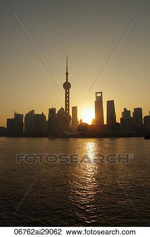 Shanghai skyline with Pearl tower at sunrise View Large Photo Image Stock Image - Shanghai skyline with Pearl tower at sunrise. Fotosearch