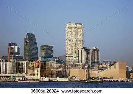 Picture - Tsim Sha Tsui area Skyline, Kowloon, Hong Kong. Fotosearch