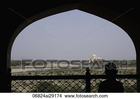 View of the Taj Mahal from Agra Fort, Agra, India View Large Photo Image Picture - View of the Taj Mahal from Agra Fort, Agra, India. Fotosearch