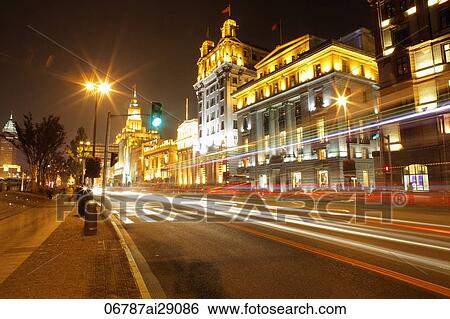 Zhonghsan (East First Road) at night. The Bund, Shanghai, China View Large Photo Image Stock Photograph - Zhonghsan (East First Road) at night. The Bund, Shanghai, China. Fotosearch
