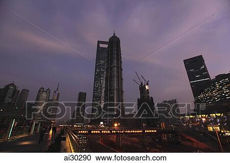 Night view of Shanghai skyline with Shanghai World Financial Center View Large Photo Image Stock Image - Night view of Shanghai skyline with Shanghai World Financial Center. Fotosearch