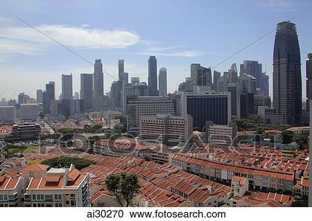 Singapore skyline with Chinatown in foreground View Large Photo Image Stock Image - Singapore skyline with Chinatown in foreground. Fotosearch