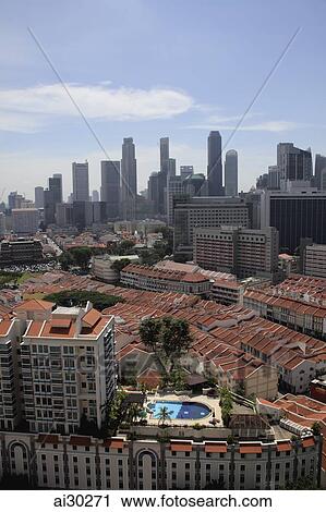 Singapore skyline with Chinatown in foreground View Large Photo Image Stock Image - Singapore skyline with Chinatown in foreground. Fotosearch