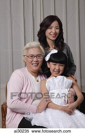 Stock Photography - Three generation portrait of Grandmother, mother and daughter. Fotosearch