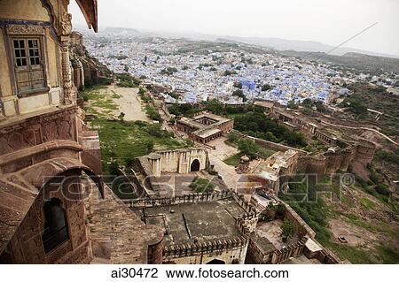 Blue houses of Jodhpur, view from Mehrangarh Fort, India View Large Photo Image Stock Image - Blue houses of Jodhpur, view from Mehrangarh Fort, India. Fotosearch