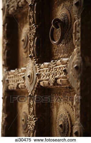 Stock Photography - Carved wooden door at Mehrangarh Fort, Jodhpur, India. Fotosearch